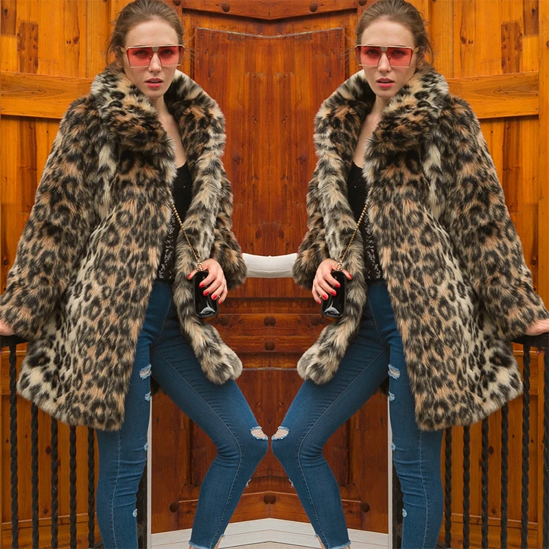 Модное пальто из искусственного меха женские зимние толстые теплые с