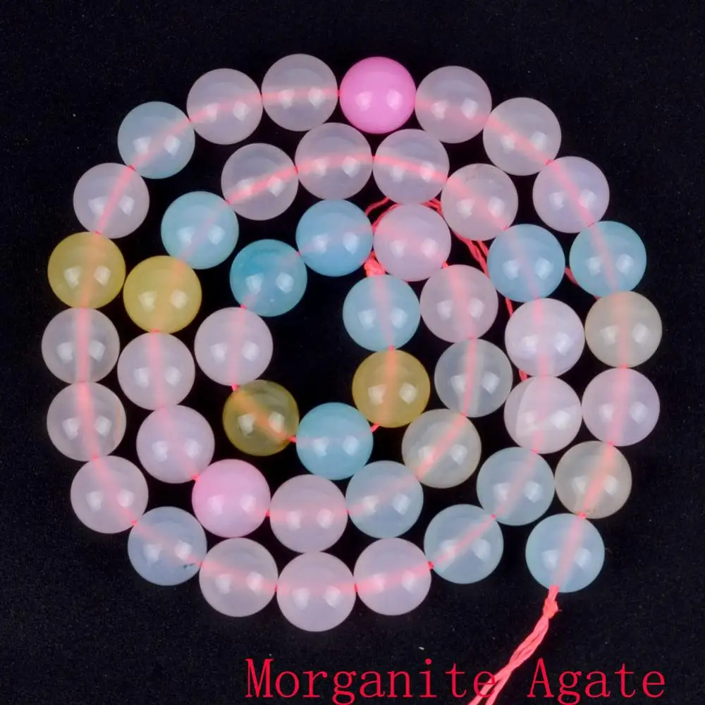 Morganite agate Натуральные круглые бусины, черные, сумасшедшие Агаты, лабрадорит, бирюза, содалит, камни, бусины для изготовления ювелирных изделий - Цвет: Morganite agate