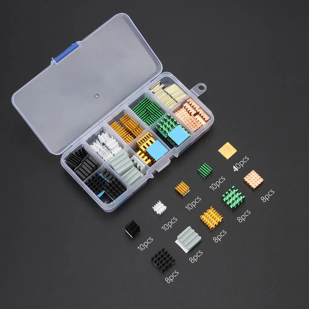 80 шт./компл. Raspberry Pi 3 Model B+ радиатор алюминий+ медь с логотипом охлаждающая подставка disipador радиатор для Raspberry Pi 3 B - Цвет: Черный