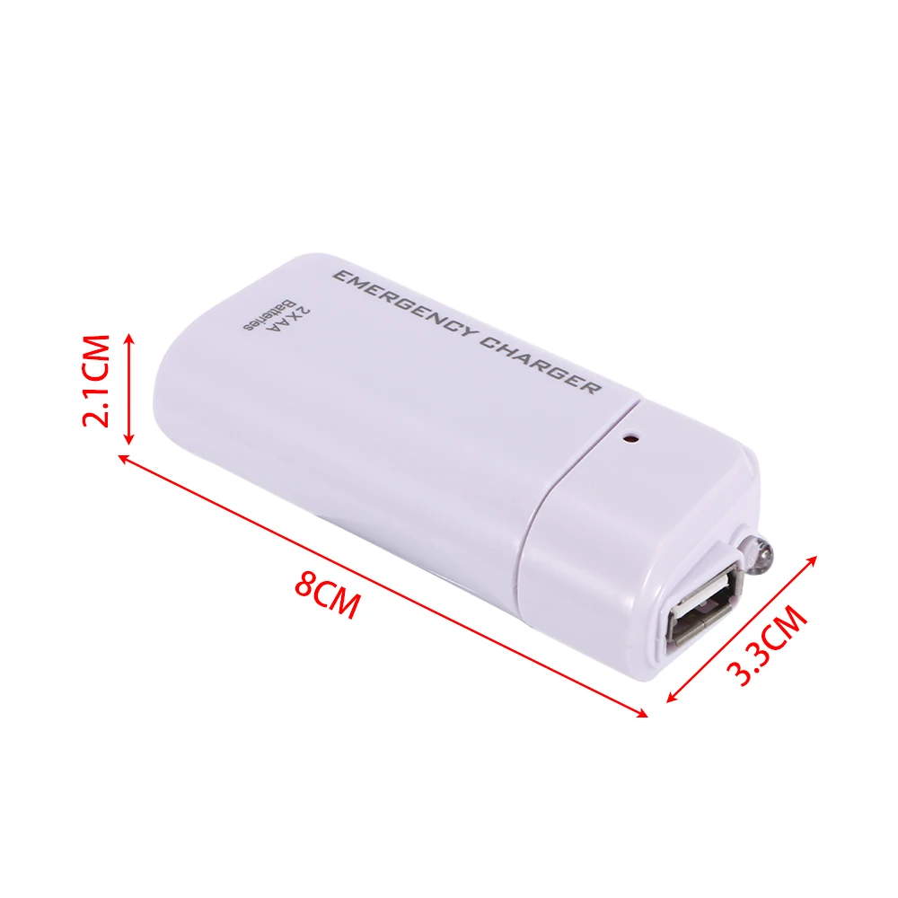 1 шт. универсальный портативный экстренный USB удлинитель для 2 батарей AA зарядное