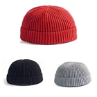 Docker LEON Мужская зимняя вязаная шапка, шапка для женщин, однотонная Мягкая шерстяная Шапка-бини с черепом, модная тёплая эластичная Шапка-бини в стиле ретро
