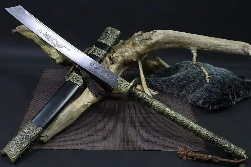 Настоящее лезвие из дамасской стали ручной работы китайский KangXi Saber Broadsword Qing Dyasty