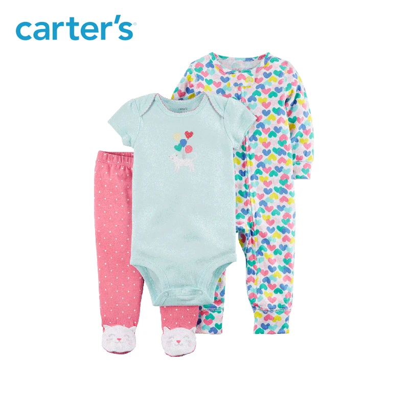 Carter's/комплект одежды из 3 предметов боди с принтом сердце штаны Котенок мягкие