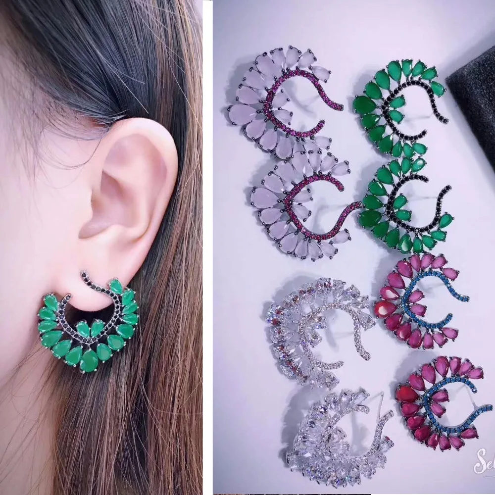 Женские серьги гвоздики с фианитами|fashion stud earrings|stud earringsearrings fashion |