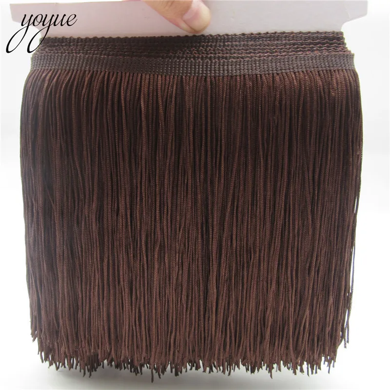 coffee YOYUE 1 ярдов/партия 20 см широкая кружевная бахрома отделка отделочная кисточка для DIY латинское платье сценическая одежда кружевные аксессуары лента - Цвет: coffee