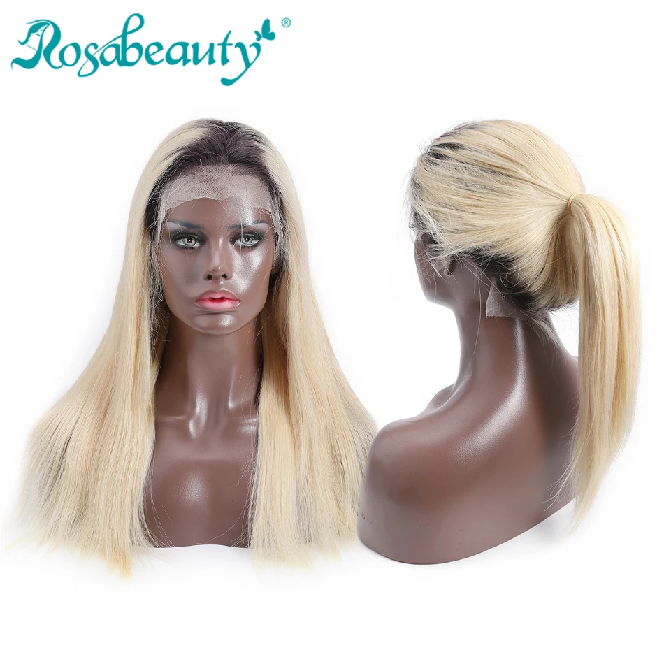 Rosabeauty T1B/613 блонд кружева перед парик для женщин прямые бразильские человеческие