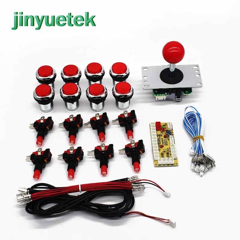 red arcade kit Бартоп аркадная игровая машина sanwa кнопочный консольный ящик 1 плеер комплект аркадный джойстик diy Набор монетная машина селектор - Цвет: red arcade kit