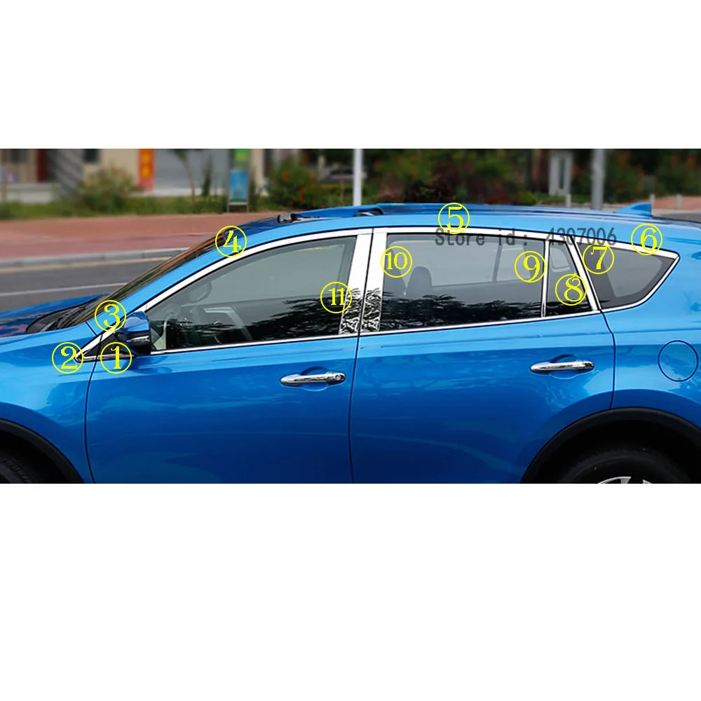 

Car Stainless Steel Glass Window Garnish Pillar Middle Column Trim Hood Panel For Toyota RAV4 2016 2017 2018