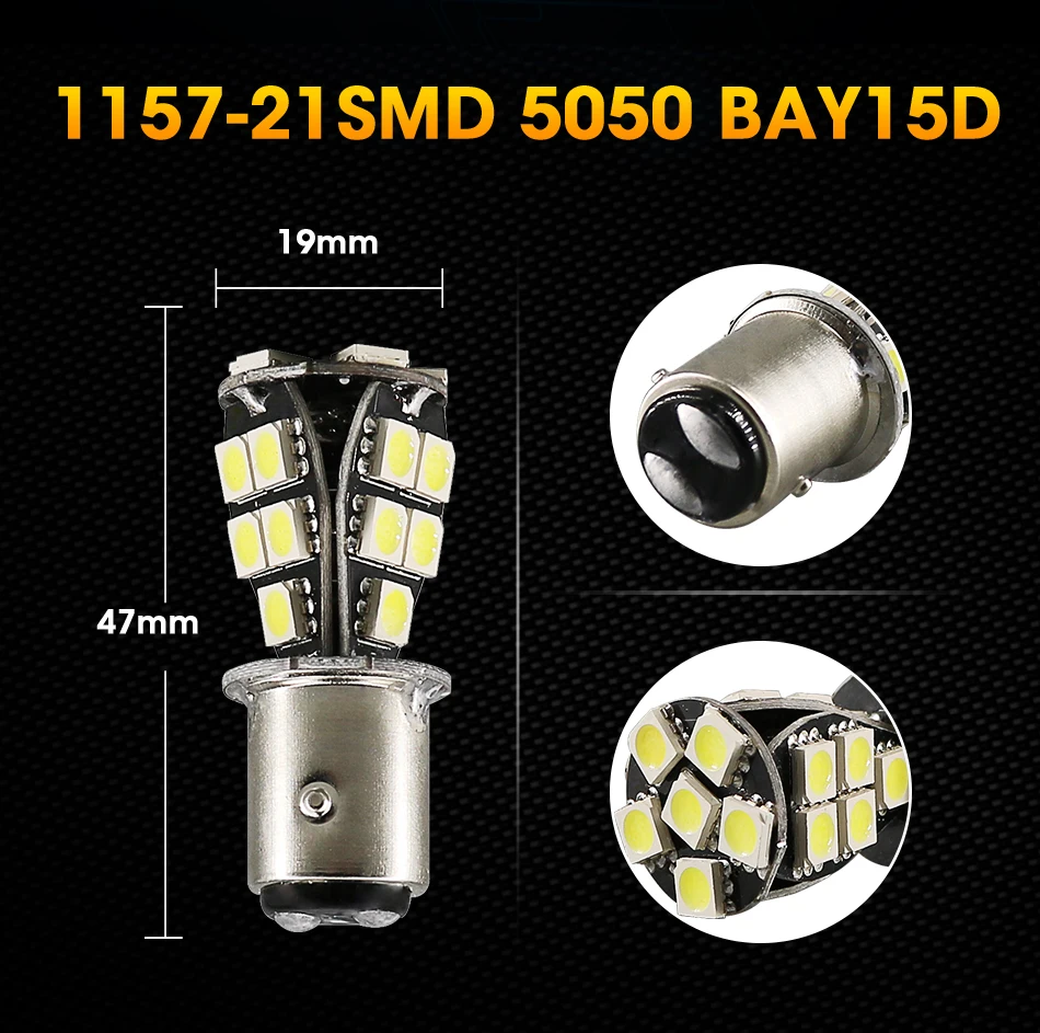 Hlxg 2X BAY15D CANBUS 1157 светодиодный лампочка без ошибок светодиодный лампочка p21/5 Вт светодиодный автомобильный лампочка 21 светодиодный 5050 SMD P21/5 Вт тормозной задний светильник DC12V