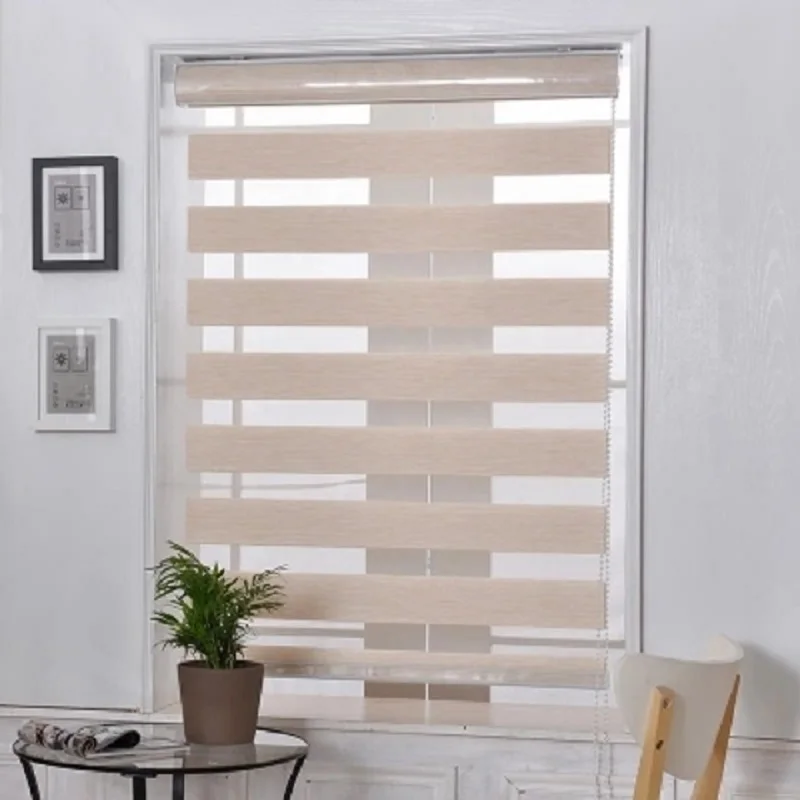 

Jute Fabric Curtain Day and night Double Layer Zebra Blinds For Windows