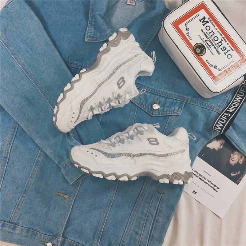 Высококачественные новые туфли с толстой подошвой и кружевом Модные дышащие