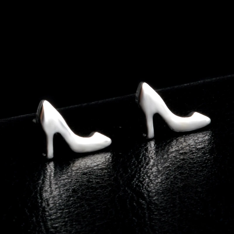 Женские серьги гвоздики на высоком каблуке серебристые|stud earrings|stud earrings wholesaleearrings