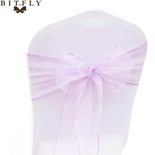 Lavender BIT. FLY, 200 шт./лот, органза, прозрачная ткань, высокое качество, пояс для стула, бант для свадьбы, банкета, события, украшение стула, принадлежности - Цвет: Lavender
