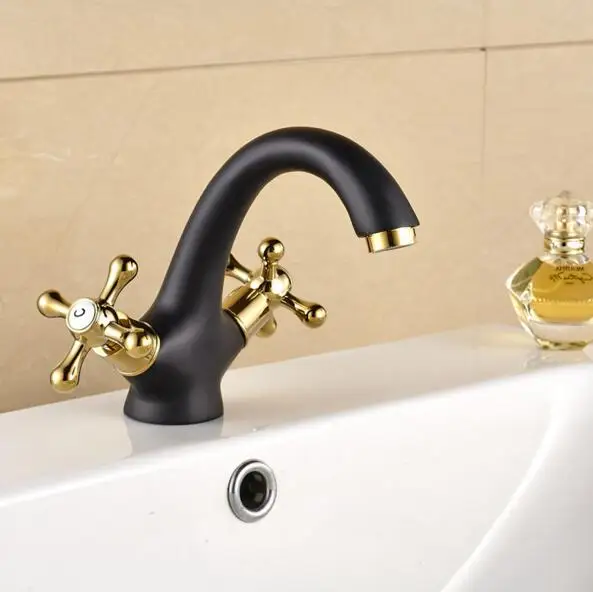 Бесплатная доставка античный латунный умывальник с отделкой смесители двойная