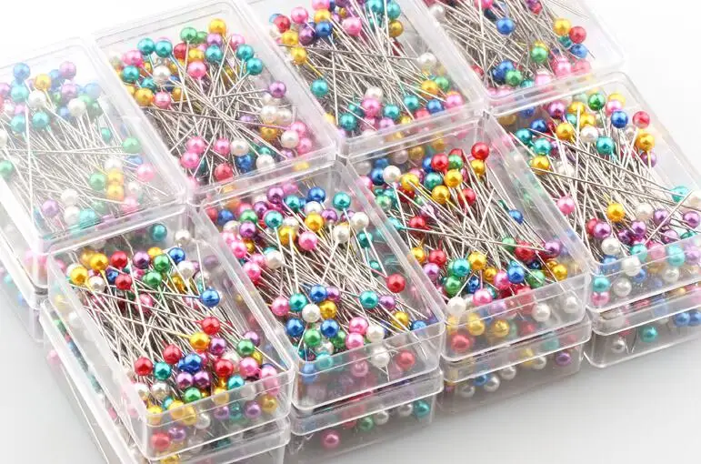 100 шт./коркорт. Разноцветные Круглые булавки с жемчужинами для изготовления