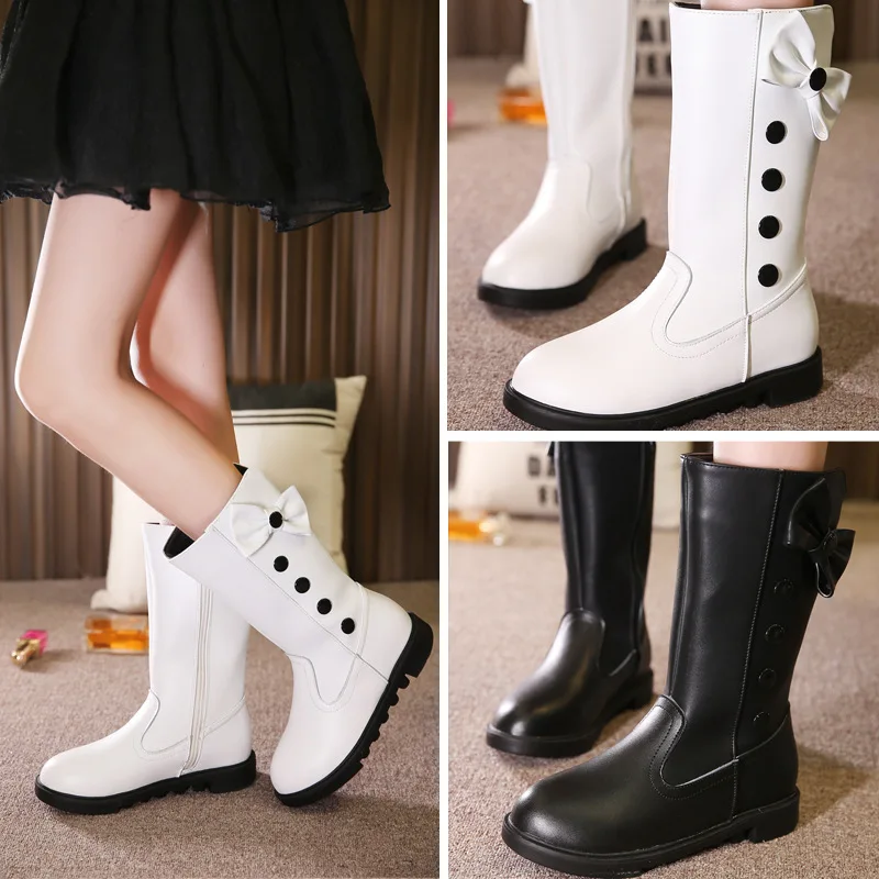 2017 г. Осенне зимние новые детские ботинки принцессы высокие сапоги для девочек