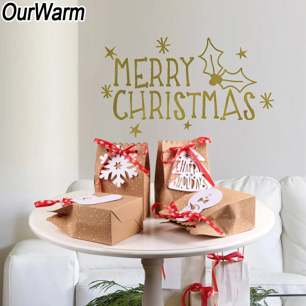 OurWarm 12 шт. рождественские подарочные пакеты новогодние коробки для конфет