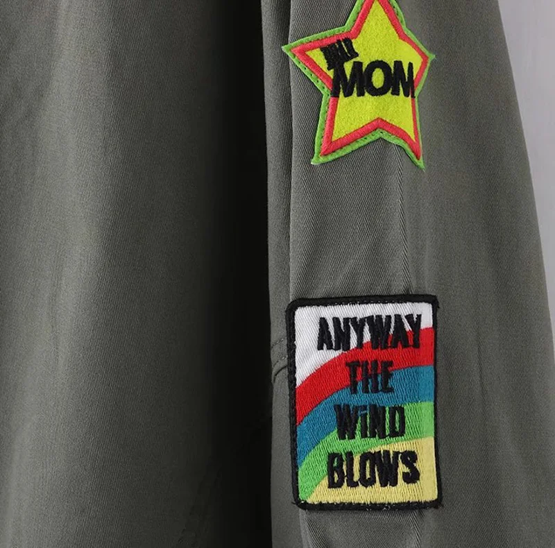 Вышивка куртка осень 2017 г. аппликации baisc Пальто для будущих мам отложным