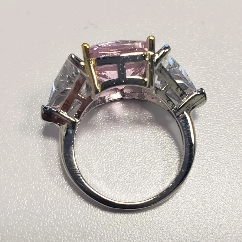 Элегантные милые розовые Кристальные двухцветные циркониевые кольца принцессы