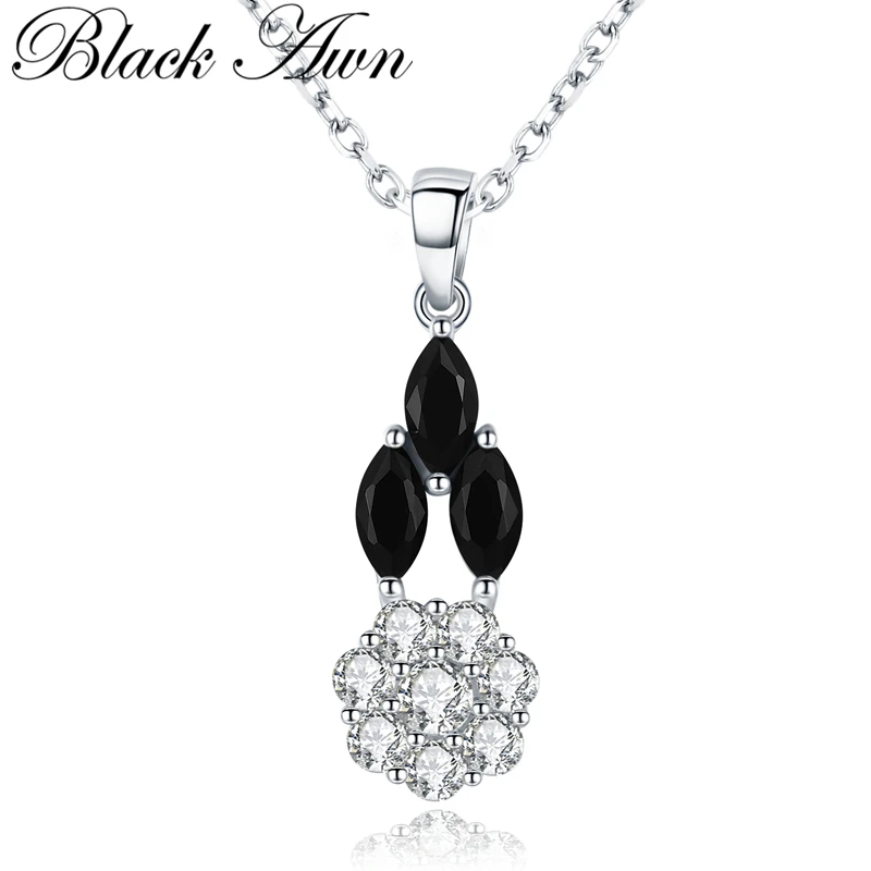 

[BLACK AWN] Silver Color Jewelry Necklace for Women Cute Elegant Flower Necklaces Pendants K011