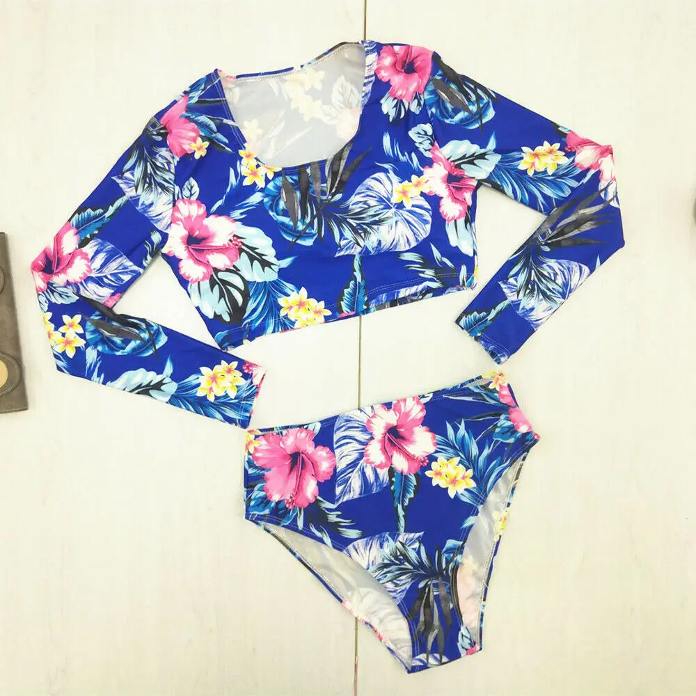 2019 сексуальные женские костюмы из двух частей купальники с длинным рукавом