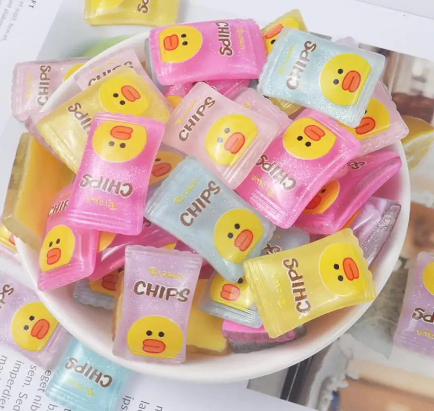 18x28mm Блестящие Kawaii плоские пластмассовые слизь амулеты конфеты сладкий сахар Смола Пластилин слизь ремесло для ручная работа Скрапбукинг декорирование - Цвет: 18x28mm