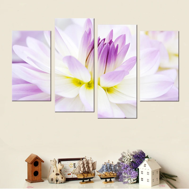 Лидер продаж рамка 4 шт./компл. красивая Настенная картина с фиолетовыми и белыми