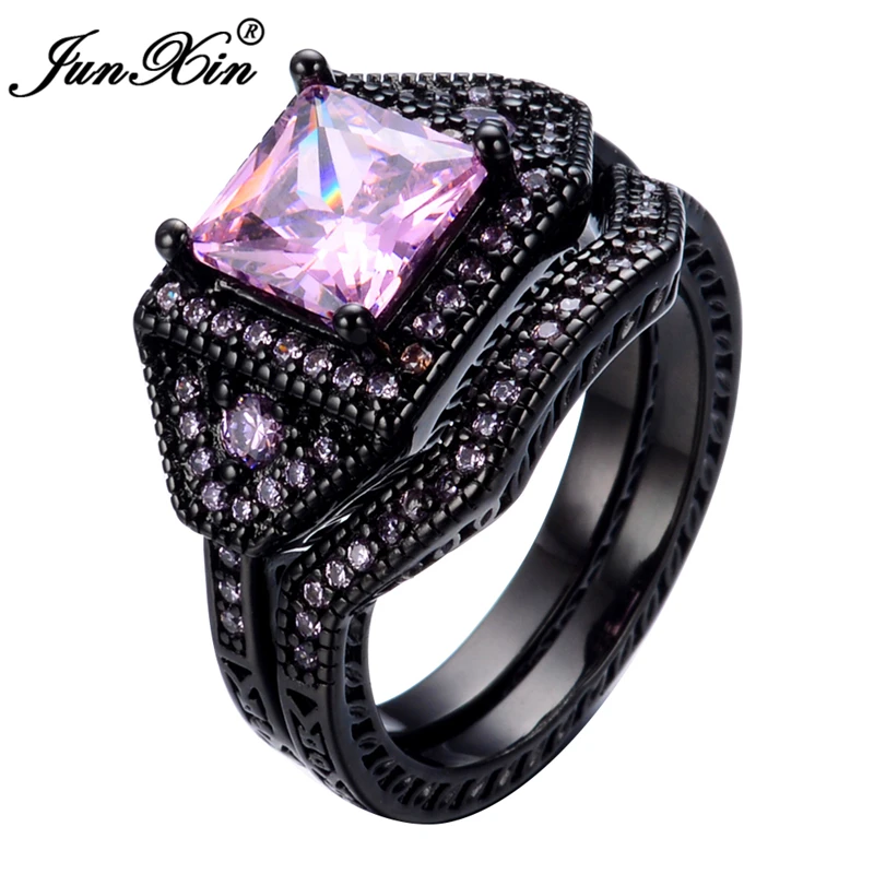 Комплект колец JUNXIN с фианитом ААА высокого качества винтажные Свадебные кольца