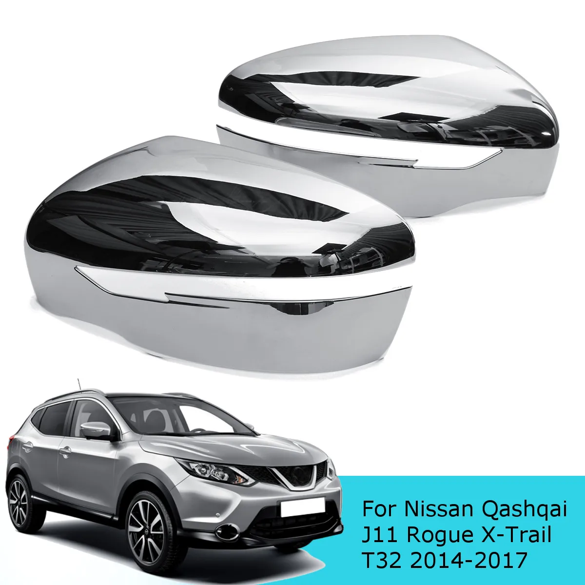 Пара зеркал для автомобиля левый и правый хромированный чехол Nissan Qashqai J11 Rogue X Trail