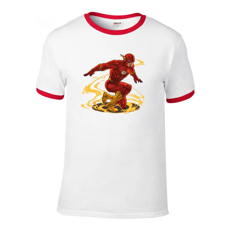 Уникальная Мода вспышка (2) хлопок Круглый вырез высокое качество футболка