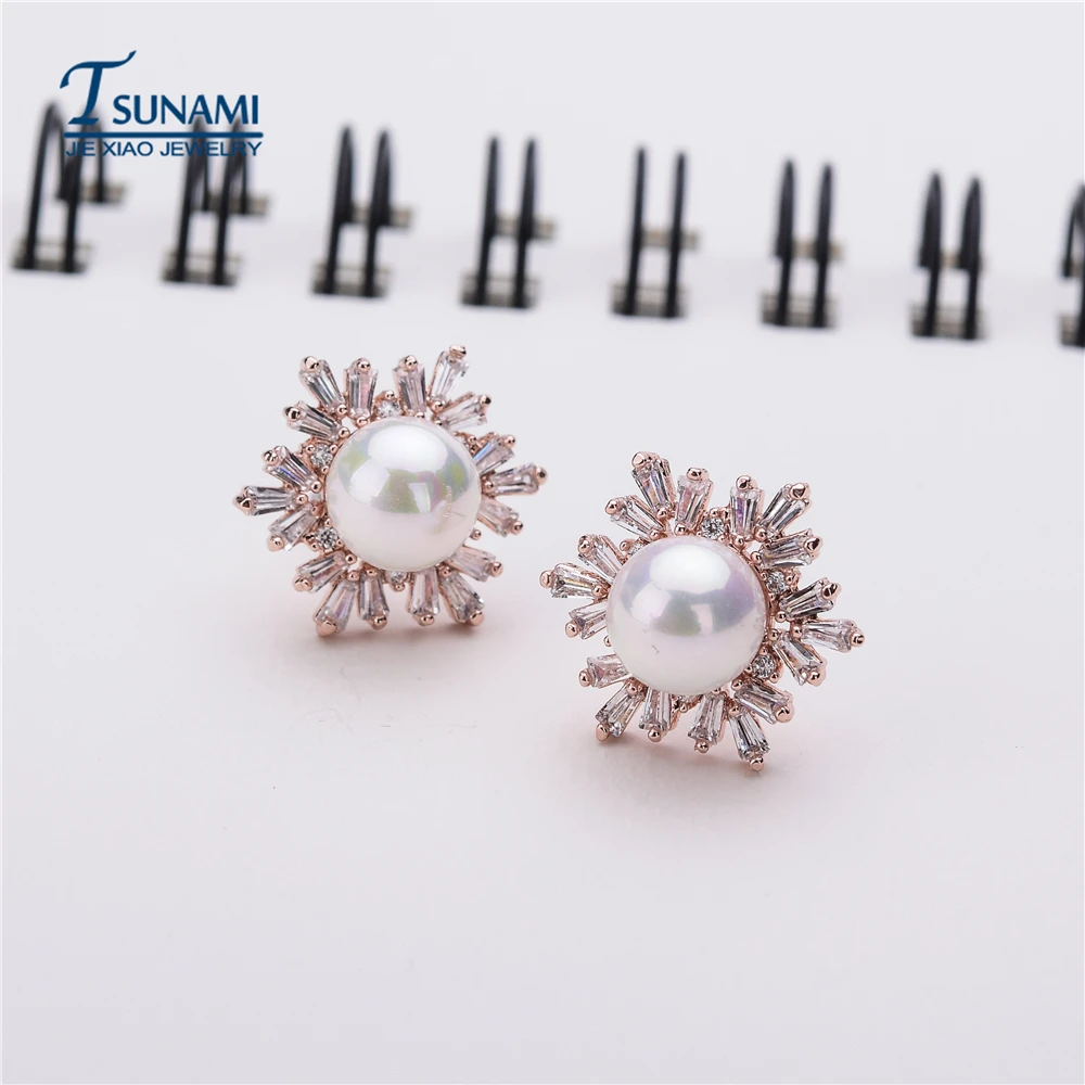 Романтический Снежинка жемчужное Циркон ногтей Роскошные ювелирные изделия с