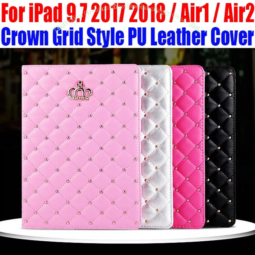 Смарт чехол для IPad 9 7 2018 2017/IPad Air/Air Air2 Мода Корона сетка Стиль из искусственной