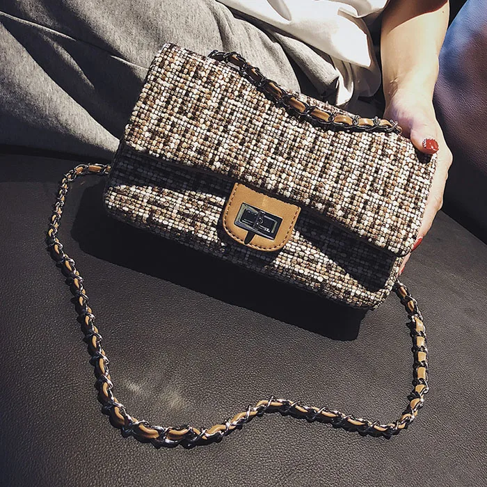 Новая модная шерстяная сумка женские сумки мессенджеры через плечо с цепочкой