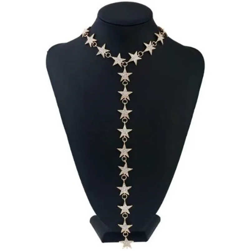 Mamojko Fashion Luxury Full Rhinestone Star Accessories Body Chain New Bijoux Maxi Sexy Punk Long Pendant | Украшения и