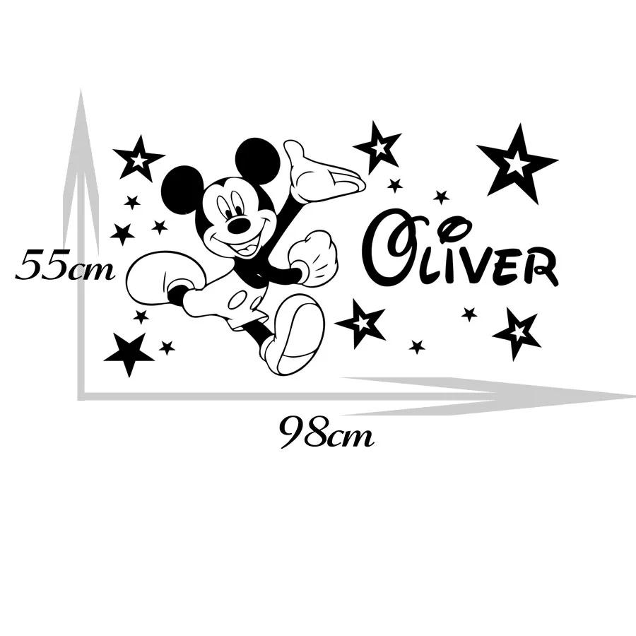 Микки Мышь стены Стикеры индивидуальное имя винил Наклейки звезды декоративные