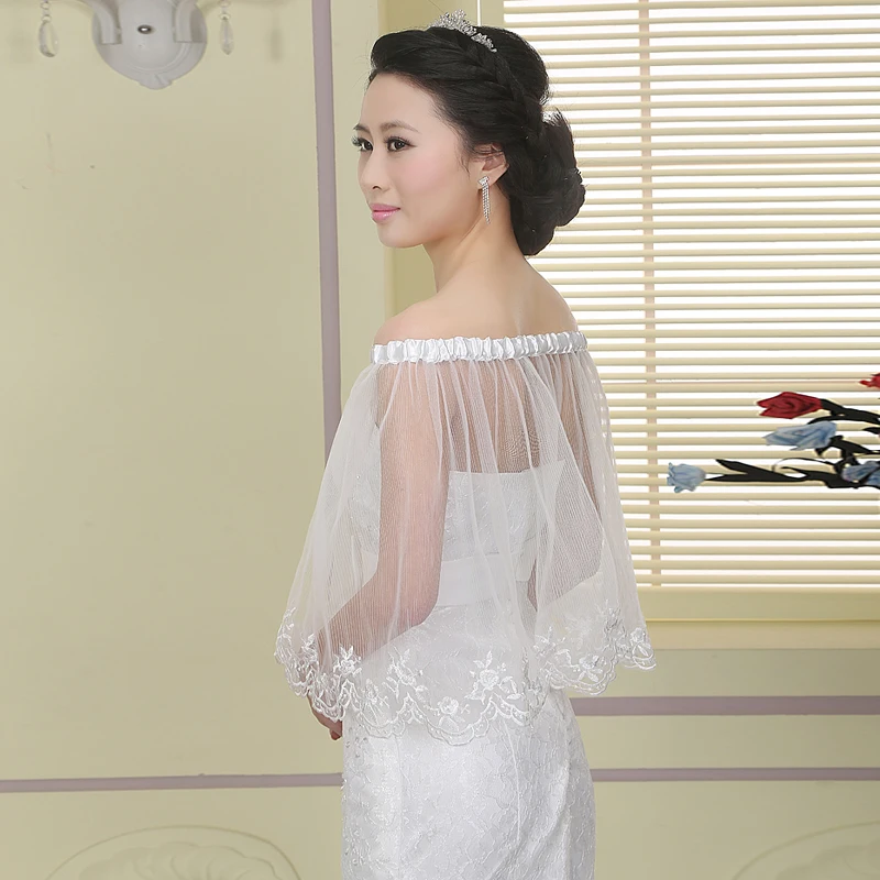 Высокое Качество Белого 2017 Кружева Лук Довольно Свадебные Куртки Прозрачный