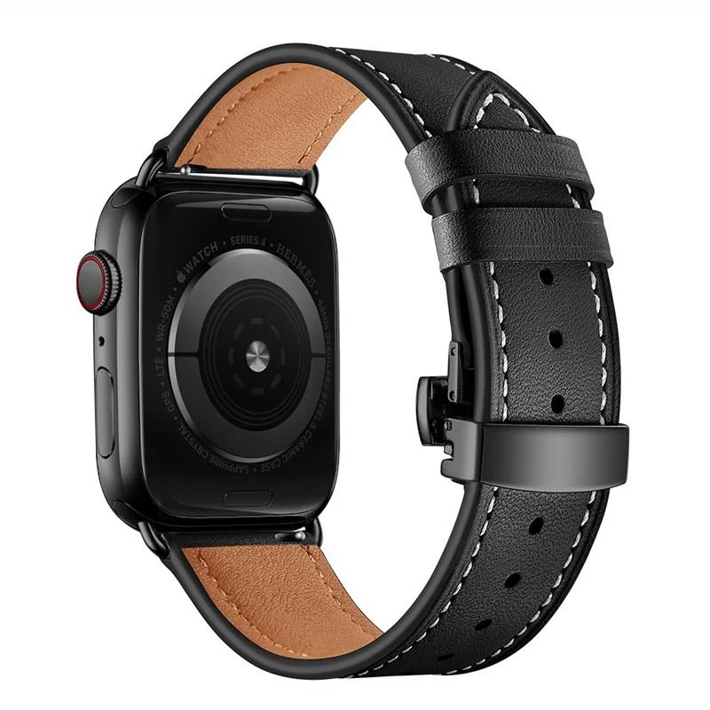 Ремешок из натуральной кожи для Apple Watch 4 Band 40 мм 44 сменный Браслет iWatch 1/2/3 38 42