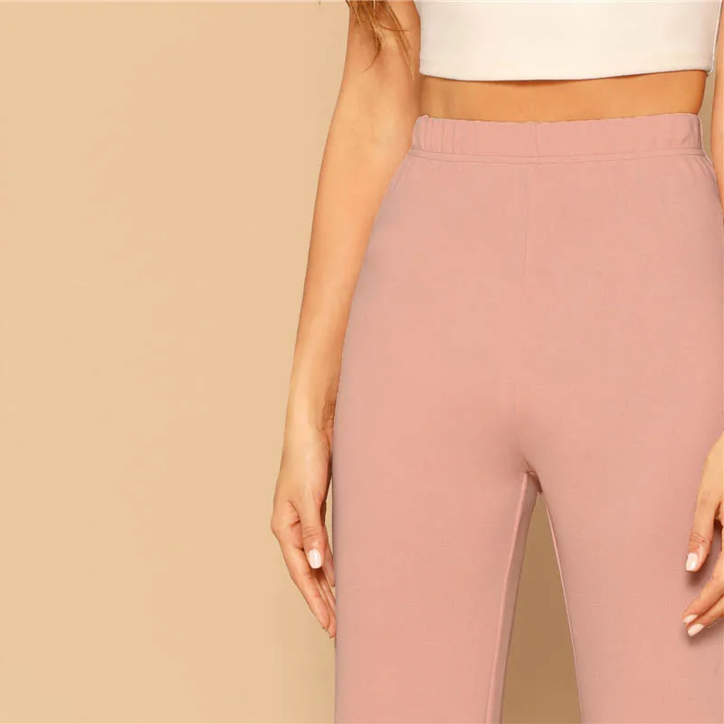 SHEIN Однотонный Расклешенные Брюки Стильный Офисные Летние Брюки