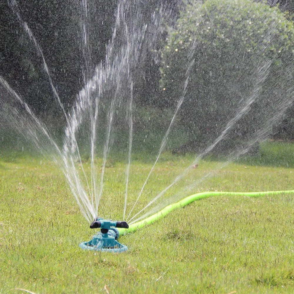 Garden irrigation sprinklers automatic turf 360 degrees circle rotating water sprinkler 3 nozzles three arm garden hose tube | Дом и сад