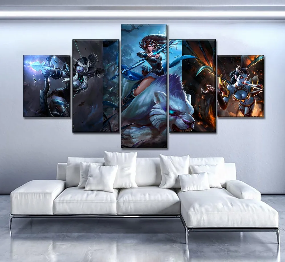 Декор для дома настенные картины на холсте 5 шт. дота 2 с играми Hd-принты