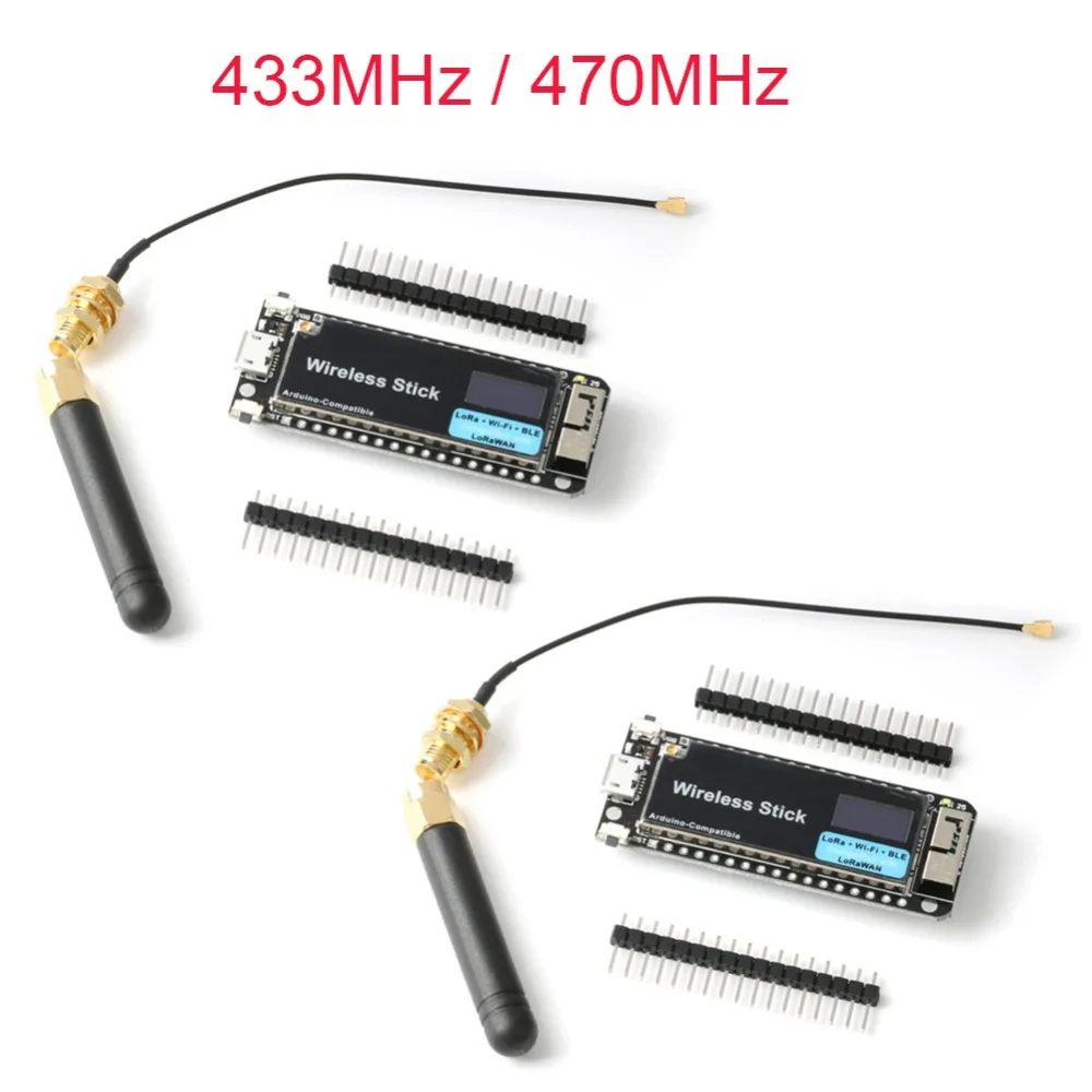 2 шт. 433 МГц/470 МГц ESP32 LoRa OLED дисплей макетная плата модуля SX1276 LoRaWAN протокол WIFI BLE wit