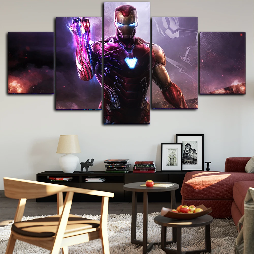 Iron man Art Canvas Posters Home Decor Wall Framework 5 Pieces Paintings For Living Room HD Prints Pictures NO.b | Декор для дома
