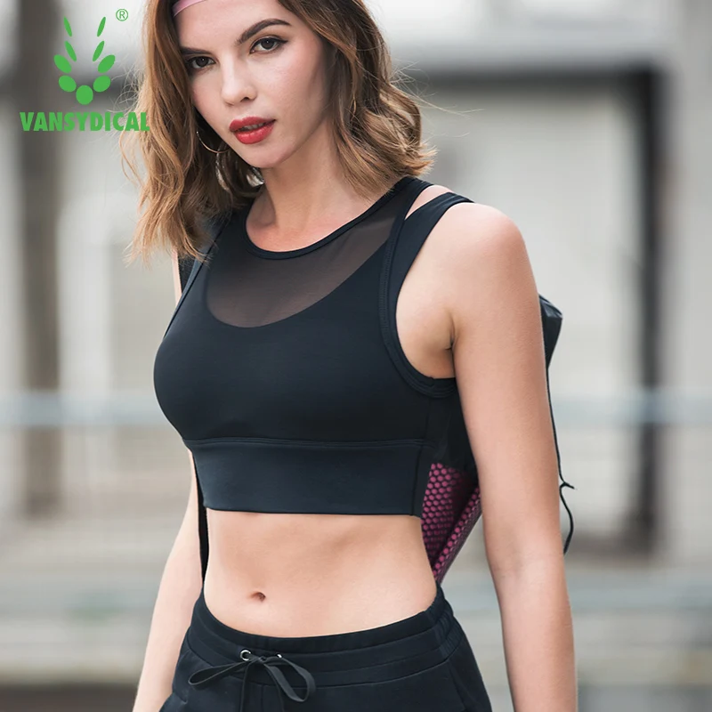 2018 VANSYDICAL Womens Stretch Comfortable Quick Dry Bra Yoga Sexy Shirt Sports Running Fitness Lightweight | Спорт и развлечения