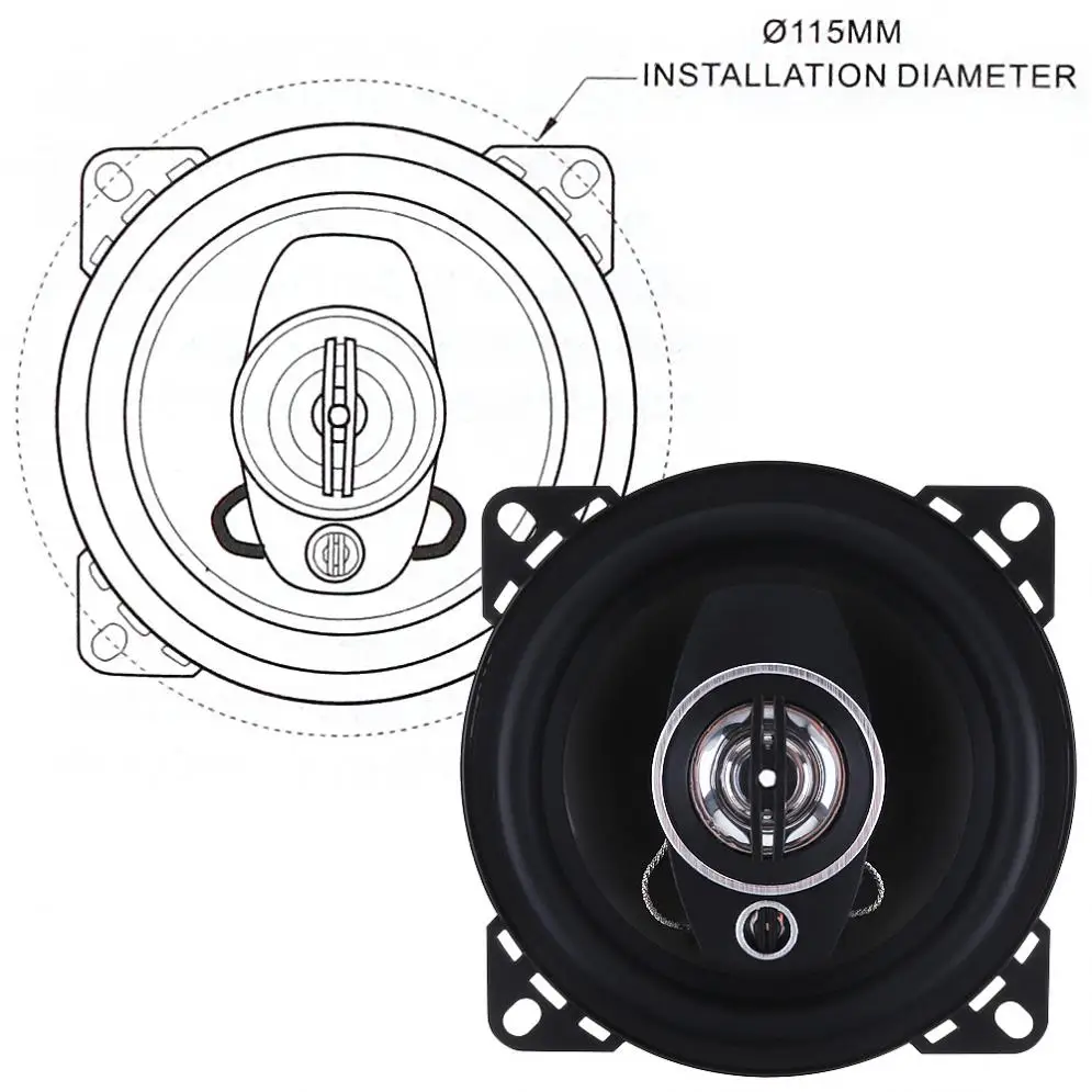 2pcs 4 Inch 3 Way 100W Car Coaxial Horn Auto Audio Music Stereo Full Range Frequency Hifi Speakers Non-destructive Installation |