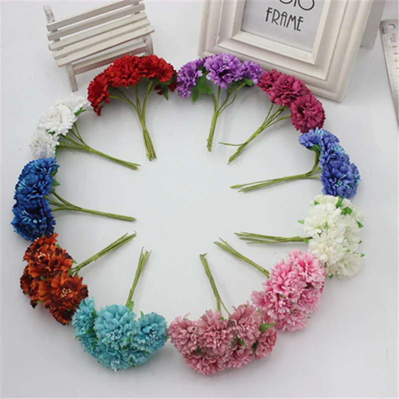 6 шт. шелковые тычинки букет искусственных цветов для дома свадьбы вечеринки