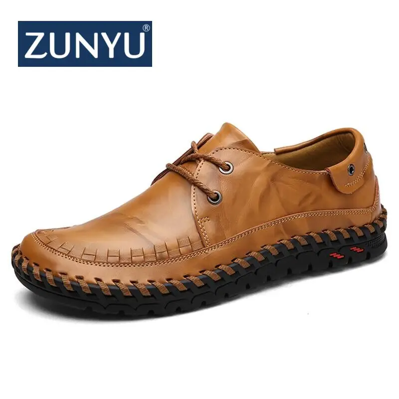 ZUNYU/Новинка года; мужская повседневная обувь из натуральной кожи; сезон весна; мужские туфли на плоской подошве со шнуровкой; Летние Удобные мокасины ручной работы; брендовая мужская обувь