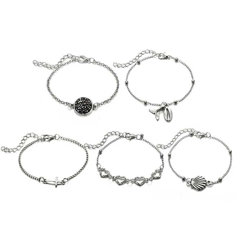 5 шт./компл. Классический Набор браслетов в богемном стиле с ракушками