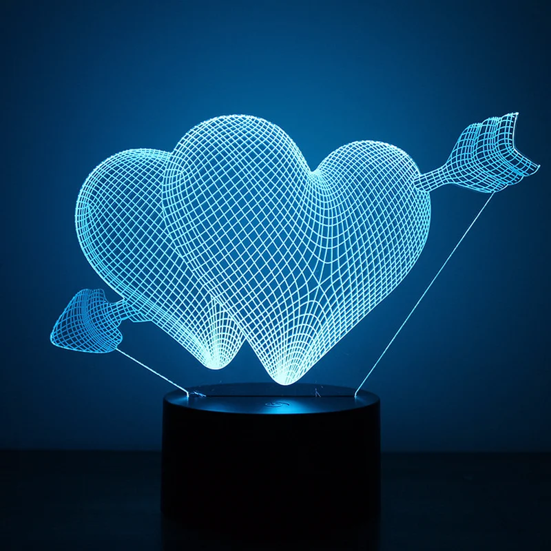 Амур стрелка через сердце 3D Holograma USB Luzde светодиодный потолочный светильник для