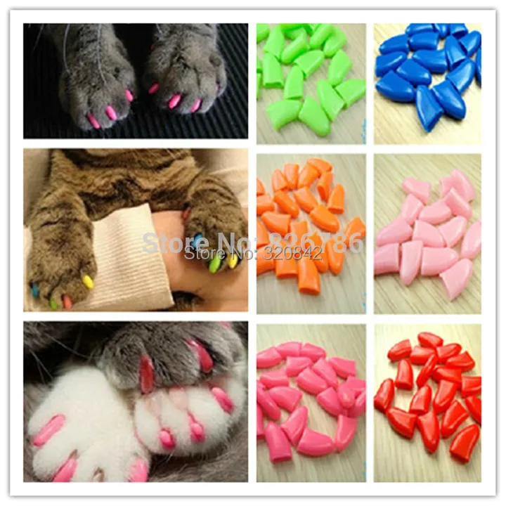 20 шт./лот колпачки для кошачьих когтей домашних животных груминга пальцев защиты
