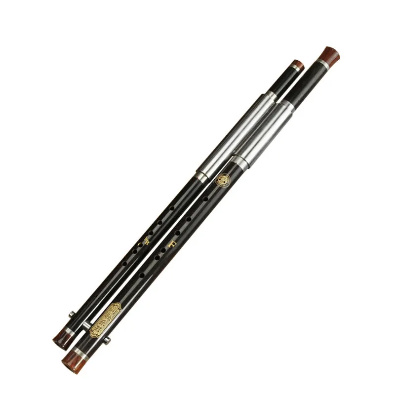 

Chinese Traditional Black Bamboo Bawu Dual-Pipe Ba Wu Flute With Case
